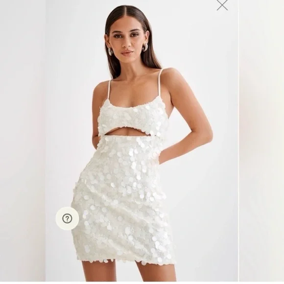 Meshki | Dresses | Meshki White Sequin Cutout Dress | Poshmark